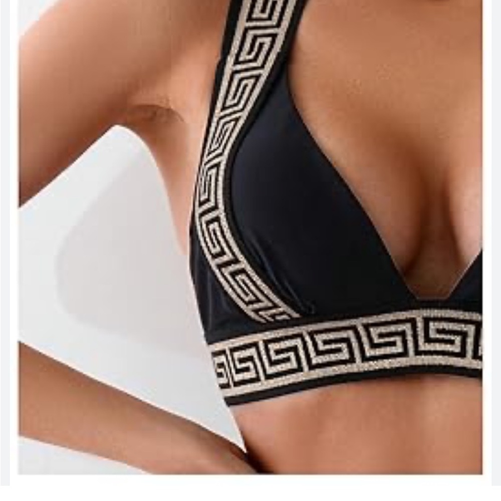 Unique Vintage Black and Gold Bra